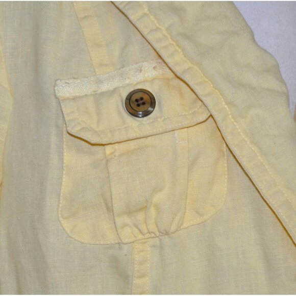 Chico's Butter Yellow Button Front Linen Jacket Size 3 XL 3/4 Roll Tab Sleeves - Picture 4 of 12